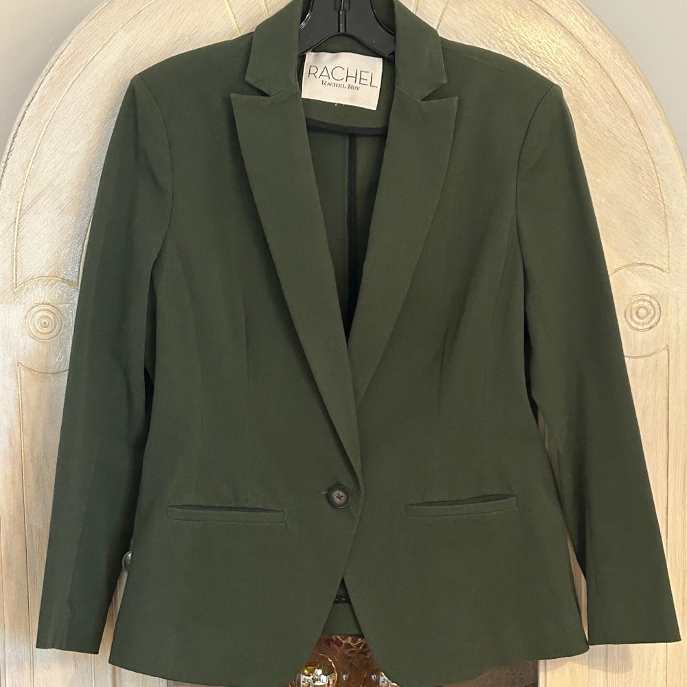 RACHEL Rachel Roy Forest Green Cotton Blend Blazer, Size 8